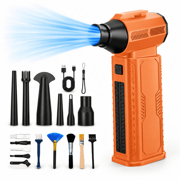 Orange 130000rpm Electric Compressed Air Duster with 4 Gear Speeds