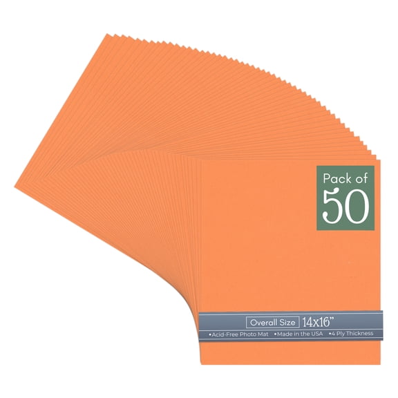 Orange 14x16 Uncut Art Mat Board - No Opening - 50 Mats
