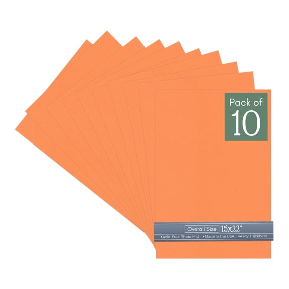 Orange 15x22 Uncut Art Mat Board - No Opening - 10 Mats