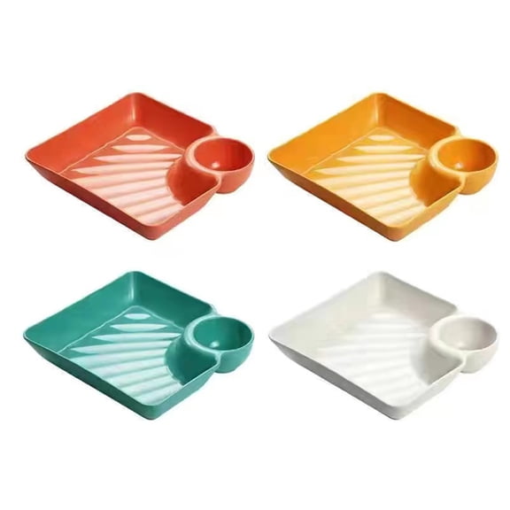 Orange 18cm Divided Snack Tray, Reusable Dip & Dumpling Plate for Chips, Charcuterie & Party Appetizers (1pc)
