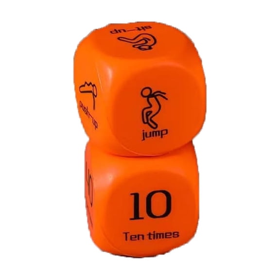 Orange 2-Piece 6-Sided Sports Exercise Dice Game For Family Gym Physical Training Group Activities And Fitness Fun