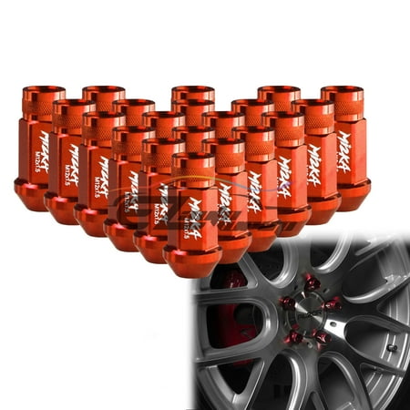 Orange 20 PCS M12X1.25mm Screw Lug Nuts Short Tuner Aluminum Wheels Rims Cap WN01 Mi2KA