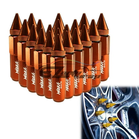 Orange 20 PCS M12X1.50 Lug Nuts Spiked Extended Tuner Aluminum Wheels Rims Cap Mi2KA