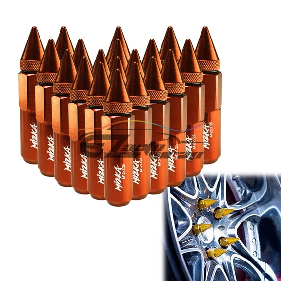 Orange 20 PCS M12X1.50 Lug Nuts Spiked Extended Tuner Aluminum Wheels Rims Cap Mi2KA