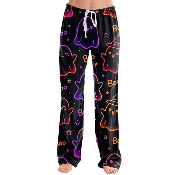 Orange 2026 Lounge Pj Bottoms Wide Leg Sleep Pant Print Drawstring Wide Leg Pj Bottoms Cute Funny Lounge Sleepwear M
