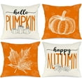 thumbnail image 1 of Orange 20x20 Throw Fall Pillow Covers Set of 4, Maple Leaf Pumpkin Decorative Holiday 20 x 20 Autumn Cushion Covers Thanksgiving Pillow Case for Indoor Home Bedroom Couch Sofa Decor, 1 of 6