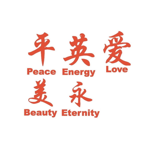 Orange 22" X 5" Chinese Symbol DECAL ART Vinyl wall art Inspirational quotes and saying home decor decal sticker
