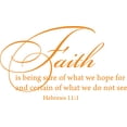 thumbnail image 1 of Orange 22" x13" Decaltor Hebrews 11:1 Faith is Being Sure of What We Hope for Quotes Sayings Words Art Decor Lettering Vinyl Wall Art Inspirational Uplifting Bible, 1 of 1
