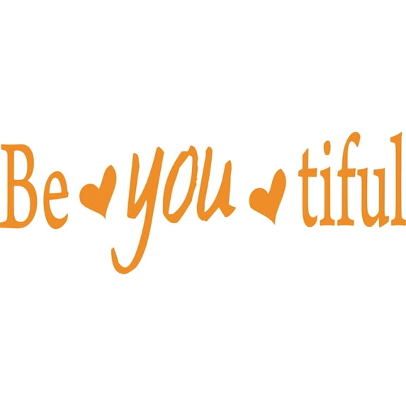 Orange 22" x8" Picniva Be You Tiful Sayings Words Art Decor Lettering Vinyl Wall Art Inspirational Uplifting
