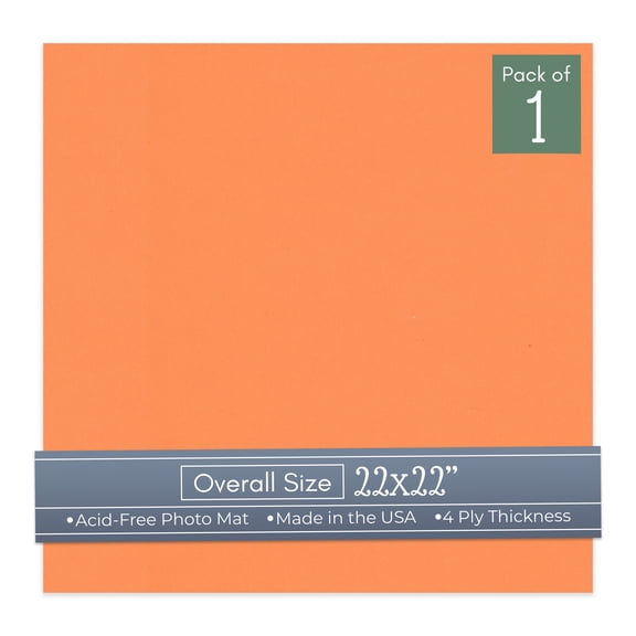 Orange 22x22 Uncut Art Mat Board - No Opening - 1 Mat