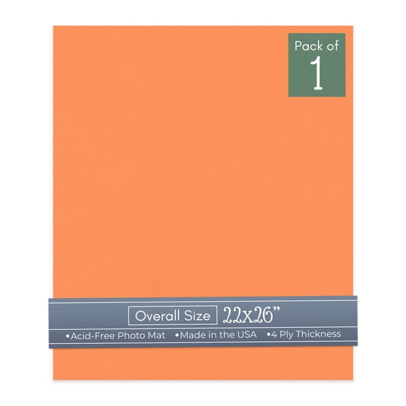 Orange 22x26 Uncut Art Mat Board - No Opening - 1 Mat