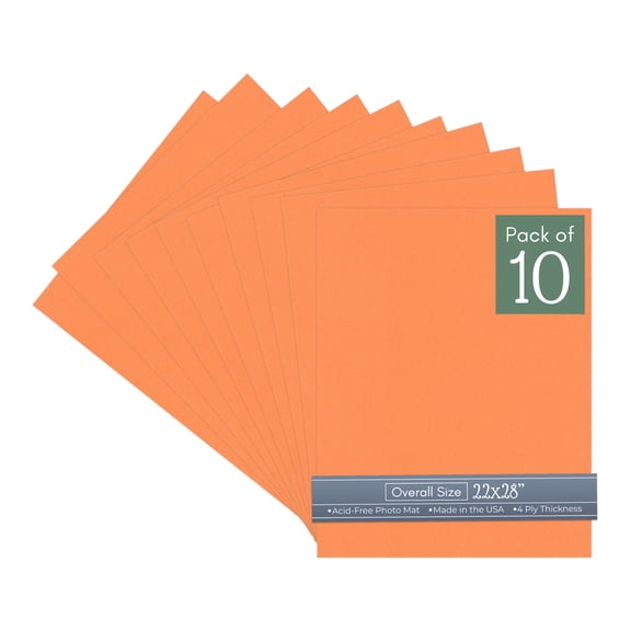 Orange 22x28 Uncut Art Mat Board - No Opening - 10 Mats