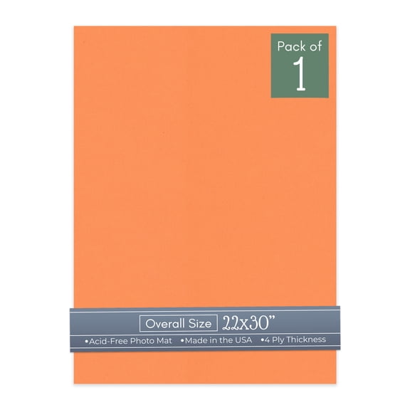 Orange 22x30 Uncut Art Mat Board - No Opening - 1 Mat