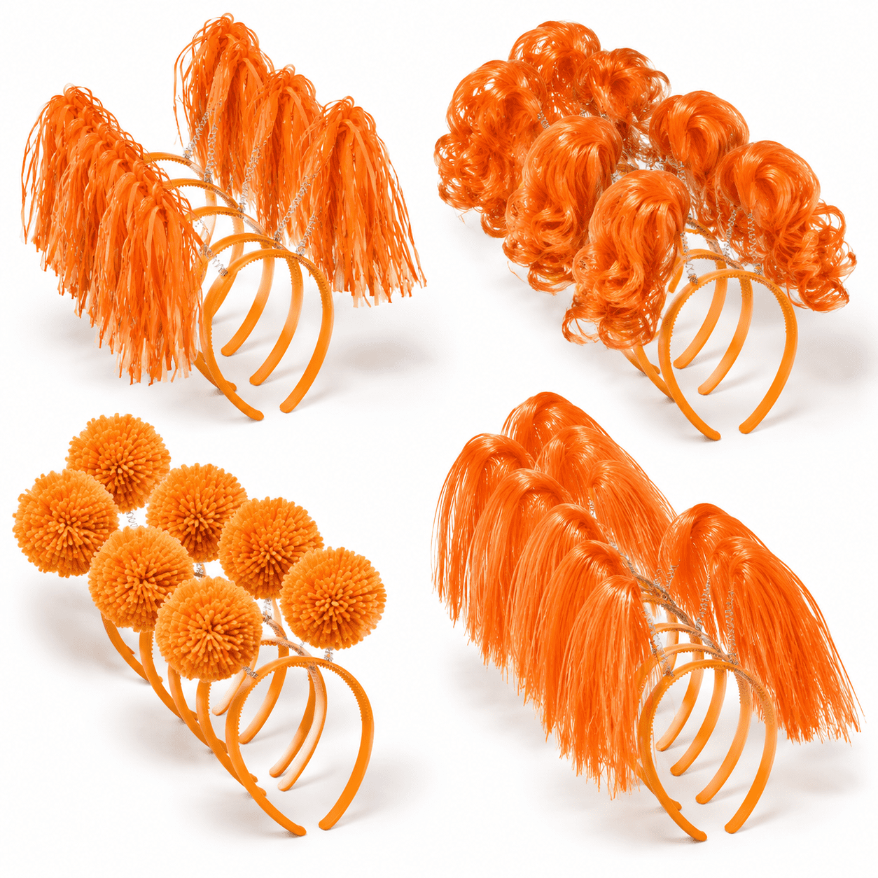 Wrapped Party Orange 24-Pack Pom Tinsel Wrapped Ponytail Head Bopper Costume Party ...