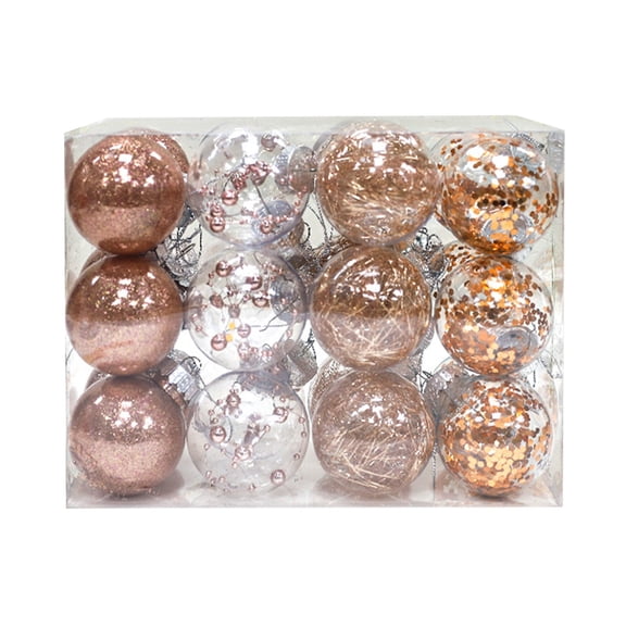 Orange 24-Piece Christmas Tree Ornament Balls With Clear Design For Hanging And Festive Decor