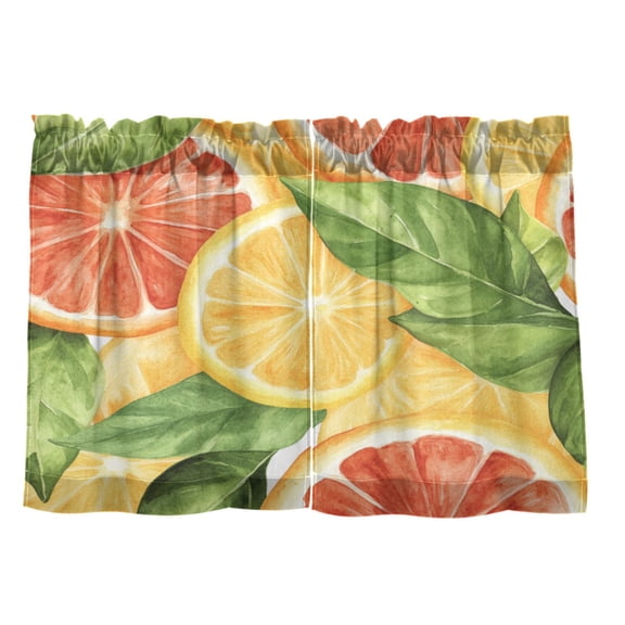 Orange 27"x24" Linen Look Cafe Curtain Set with Privacy and UV Protection