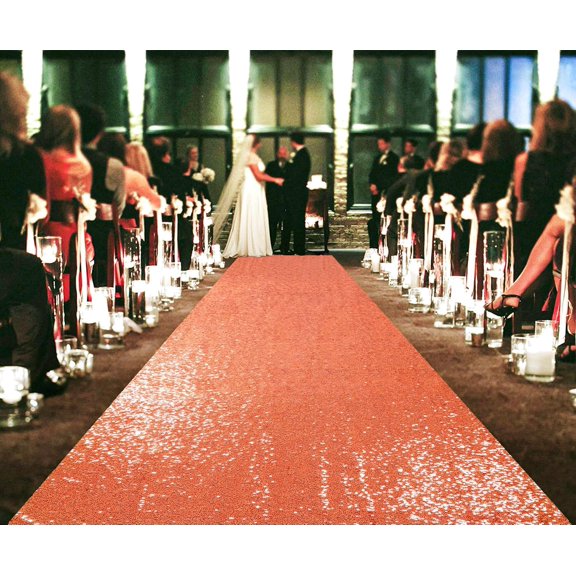 Orange 2FTx15FT Sequin Aisle Runner for Weddings Party Ceremony Bridal Sparkle Runner Rug Christmas Hallway Decoration