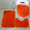 thumbnail image 1 of Orange 3-Piece Bathroom Rug Set, Non-Slip PVC Backing Absorbent Bath Rug, Soft Fluff Machine Washable Floor Mats for Bathtub, Shower & Toilet, 1 of 6