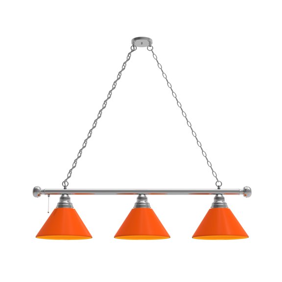 Orange 3 Shade Billiard Light with Chrome FIxture
