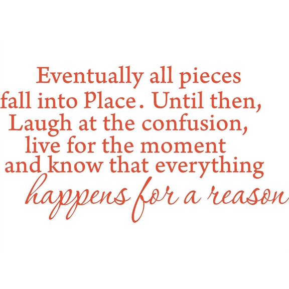 Orange 32" x 22" Eventually All Pieces Fall into Place Inspirational Quotes and Saying Vinyl Wall Art Home Decor Decal Sticker