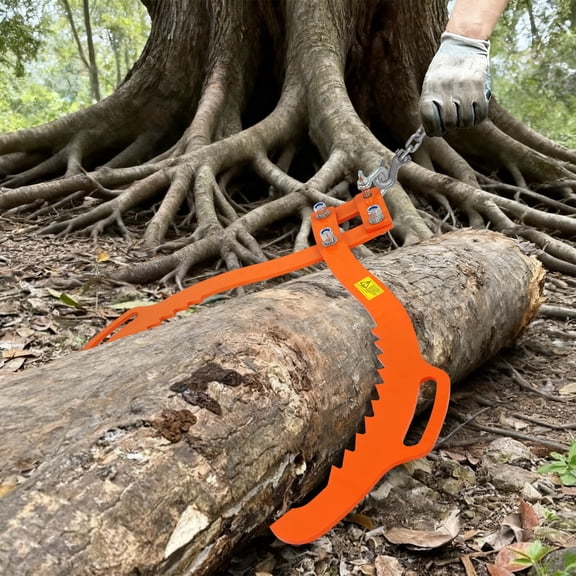 Orange 32inch Log Lifting Tong, Heavy Duty Log Grapple Hook for Tree Lifting, Pallet Puller Clamp for Wood Handling, for Forestry and Material Moving, Max. Load-bearing Capacity: 1200kg/2645lbs