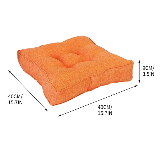 Orange 3D Thickened Seat Cushion, Compressed Floor Mat, Imitation Linen Fabric, Polyester Filled Cushion Pad, Candy Color Mat for Chair, Sofa, Office, Car, Travel, Home Decor, 15.75 x 15.75 inches