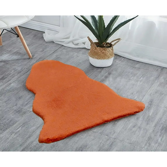 Orange 3x5 Feet Faux Rabbit Fur Fuzzy Soft Fluffy Plush Cozy Shaggy Area Rug