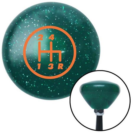 Orange 4 Speed Shift Pattern - 4RDR Green Retro Metal Flake Shift Knob with M16 x 1.5