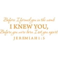 thumbnail image 1 of Orange 40" x 16" Decaltor Before I formed you in the womb Jeremiah 1:5 Vinyl wall art family mother newborn bible prayer Inspirational quotes and saying home décor, 1 of 1