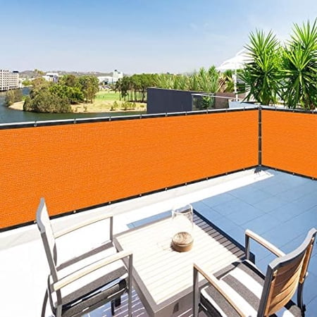 Orange 5' X 100' Balcony Deck Fence Privacy Screen Cover Panel Shade Cloth Fabric For Chain Fence Patio Pool Railing Driveway Walkway Porch Playground Dog Kennel Residence Use