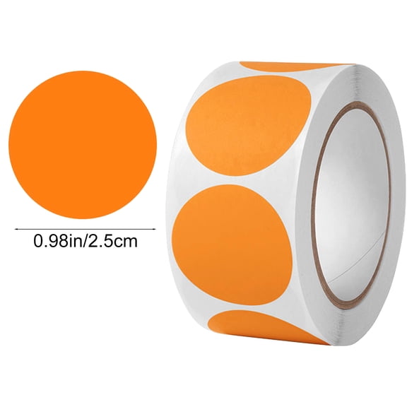 Orange 500 Pieces Round Color Coding Dot Stickers In Vibrant Orange 2.5Cm Diameter For High-Visibility Markings Energetic Crafts And Attention-Grabbing Labels