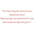 thumbnail image 1 of Orange 53" x 22" Orange 53" x 22" "For I know the plans i have for you," declares the Lord..... Vinyl Wall Art Home Decor Decal Sticker, 1 of 1
