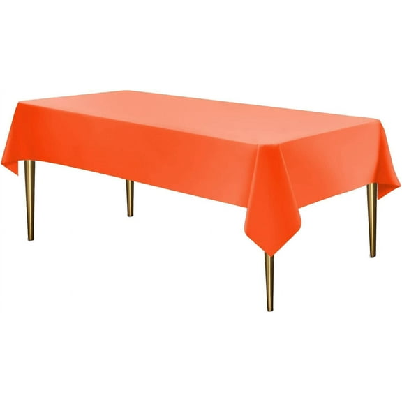 Orange 54" x 108" Rectangular Plastic Disposable Party Tablecloths