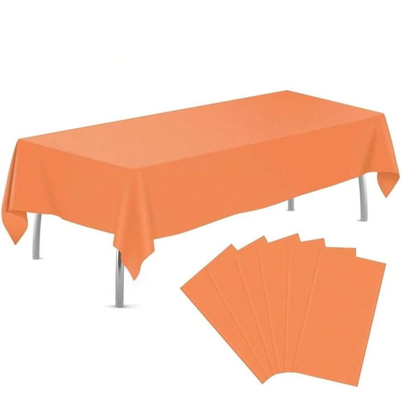 Orange 6 Pack Plastic Tablecloth 54 x 108 Disposable Rectangle Table Cover For Parties