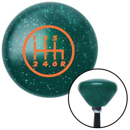 Orange 6 Speed Shift Pattern - 6RDR Green Retro Metal Flake Shift Knob with M16 x 1.5
