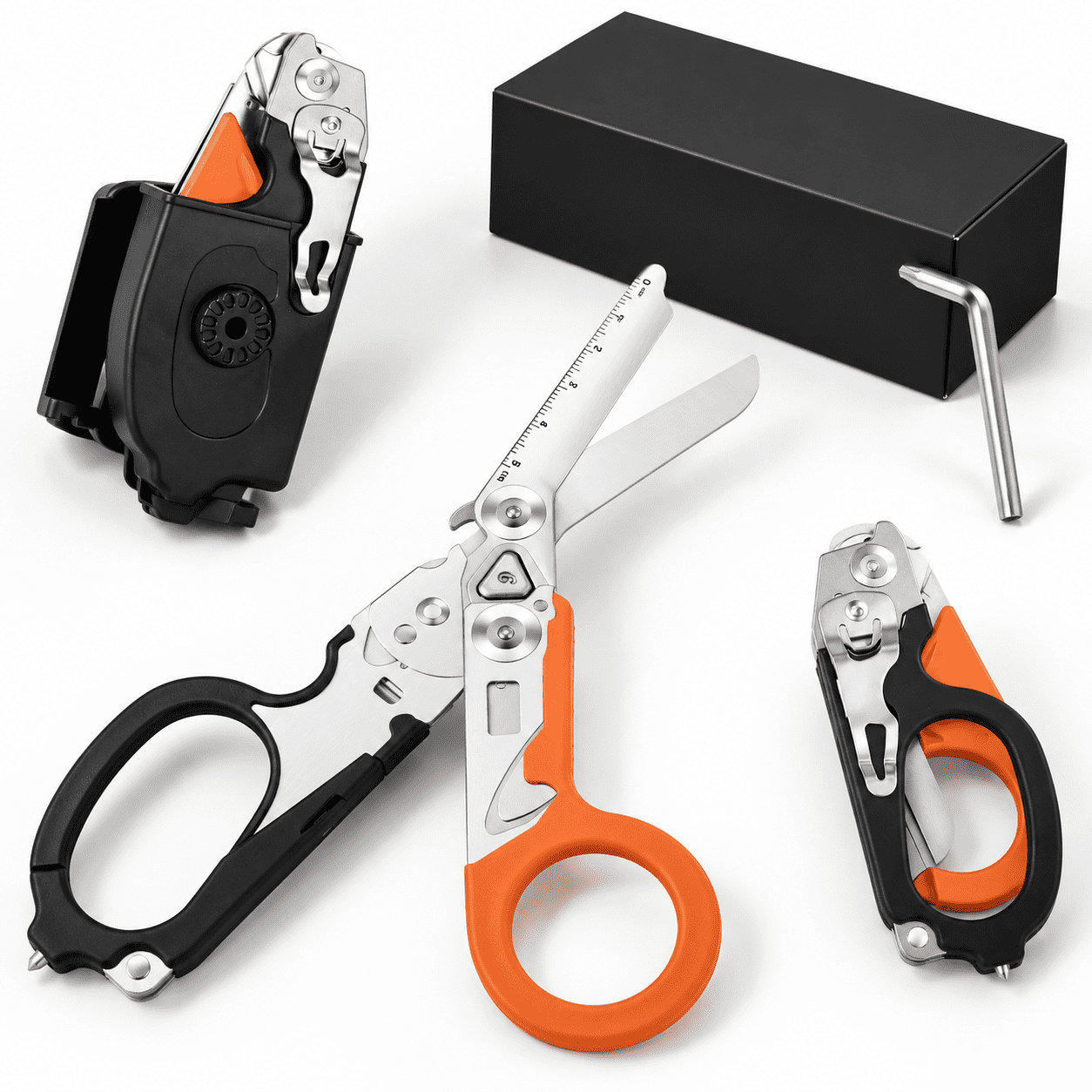 Traua Shears Orange 6-in-1 Stainless Steel Trauma Shears with Holster and Belt Clip ...