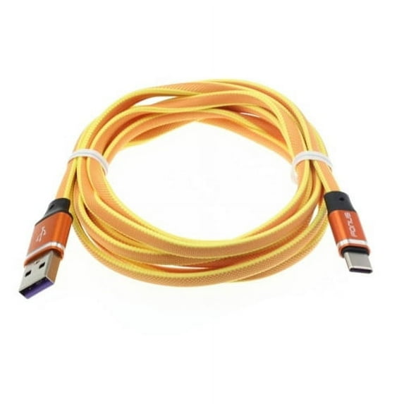 Orange 6ft USB Cable for REVVL V Plus 5G Phone - Type-C Charger Cord Power Wire USB-C Long Braided Fast Charge Sync Compatible With T-Mobile REVVL V Plus 5G