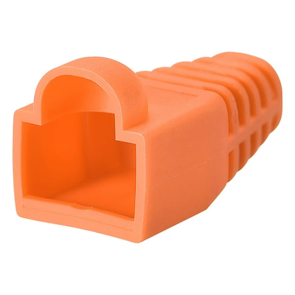 Orange 6mm Hole Dia RJ45 Boots Cover Anti Dust Plastic Protector for Network Cable Cat5 Cat5E Cat6 100Pcs