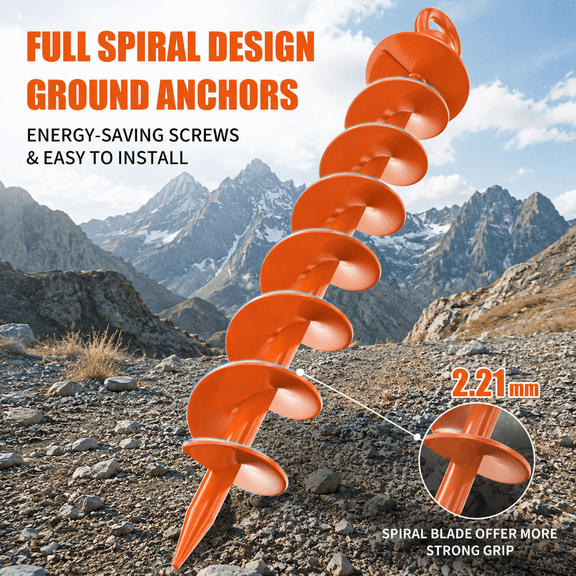 Orange 8 Pack Spiral Ground Anchors Heavy Duty Screw In Garden Stakes For Trampolines Swing Sets Sheds