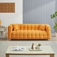 thumbnail image 1 of Modern Orange Teddy Fleece Sofa 80 Inch for Living Room with 2 Pillows & Sturdy Support, 1 of 7