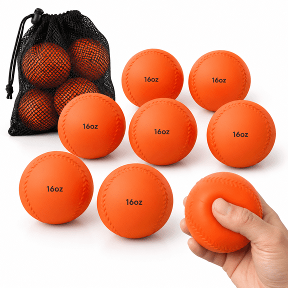 Orange 9 Pack Weighted Practice Baseballs and Softballs for Hitting and Batting