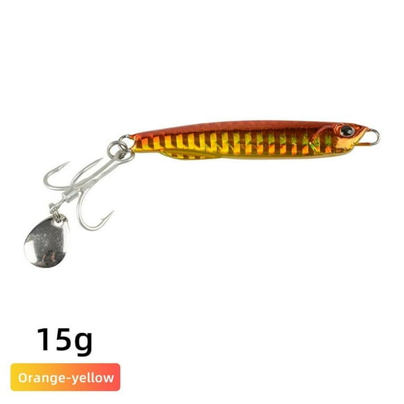 Orange (A) Fishing Spanish mackerel small iron plate lure with sequins three hooks fresh water shore casting lure long-distance casting lure night light