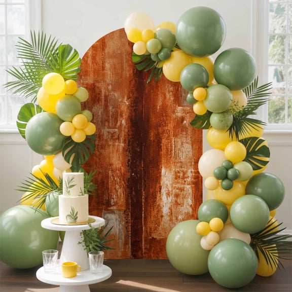 Orange Abstract Arch Backdrop Cover, 4FT, Art Graffiti Paint Style Spandex Arch Covers Double-Sided Backdrop for Wedding Birthday Party Photo Background Decoration