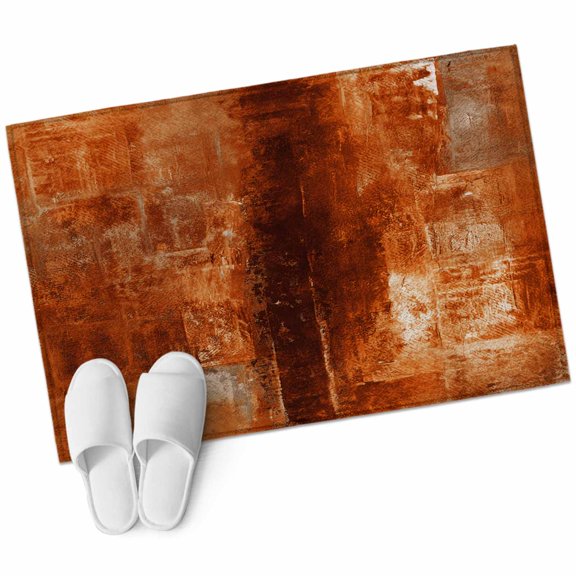 Orange Abstract Area Rug 2x3ft Art Graffiti Paint Style Non-Slip Washable Square Rugs Soft Felt Indoor Floor Mat for Bedroom Kitchen Living Room Bathroom