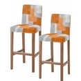 thumbnail image 1 of Orange Abstract Bar Stool Covers Set of 2, Grey Geometric Oil Painting Vintage Gradient Stretch Bar Chair Covers with Backs, Removable Pub Counter Height Chair Cover for Kitchen Dining Room Cafe, 1 of 7