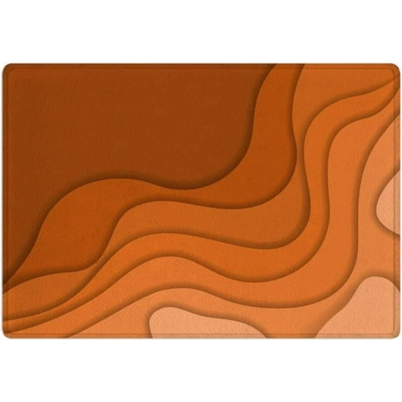 Orange Abstract Bath Mats, Wavy Shades of Orange Bath Rugs, Burnt Orange Bath Decor, Tangerine Bath Rug, Rust Colored Bath Mat 16x24 Inch