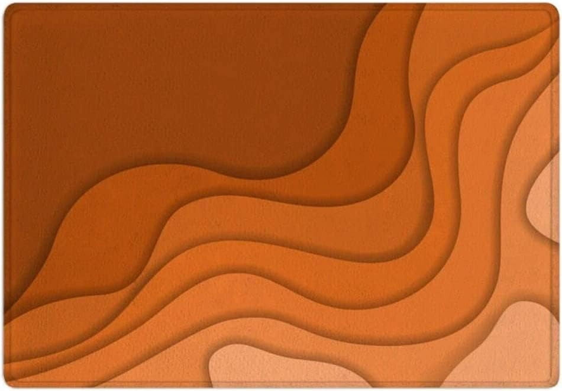 Orange Abstract Bath Mats, Wavy Shades of Orange Bath Rugs, Burnt ...