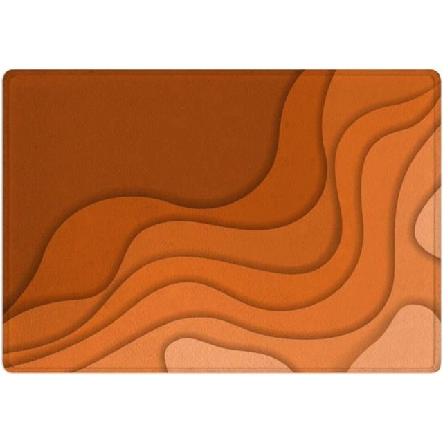 Orange Abstract Bath Mats, Wavy Shades of Orange Bath Rugs, Burnt