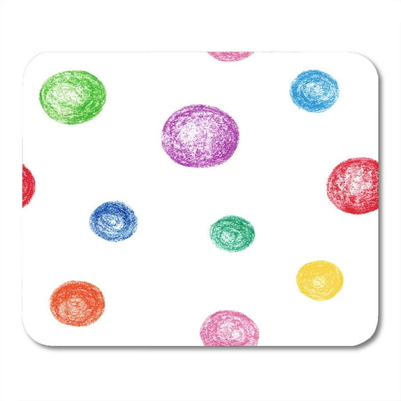 Orange Abstract Colored Circles Oil Pastel Drawn Pattern Blue Balloons Blob Mousepad Mouse Pad Mouse Mat 9x10 inch