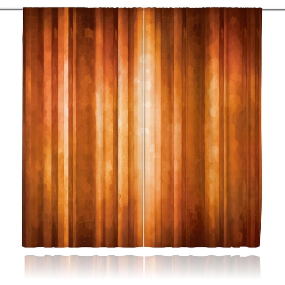 Orange Abstract Curtains 42Wx63H Inch Rod Pocket Modern Contemporary Vintage Retro Ombre Dark Striped Curtains Bedroom Window Drapes Simple Brown Rustic Printed Living Room Window Treatment